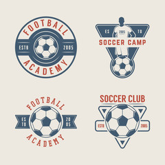 Wall Mural - Set of vintage soccer or football logo, emblem, badge. 