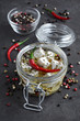 Feta cheese marinated in olive oil with spices