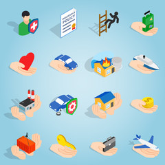 Canvas Print - Isometric insurance icons set. Universal insurance icons to use for web and mobile UI, set of basic insurance elements vector illustration