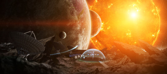 Wall Mural - Observatory station in space 3D rendering elements of this image