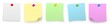 row of colorful sticky vector notes with pins / Reihe bunter vektor klebezettel mit stecknadel