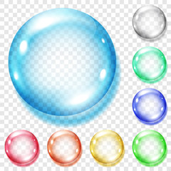 Poster - set of transparent colored spheres. transparency only in vector file