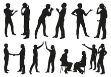 People Communicating Vector Silhouettes