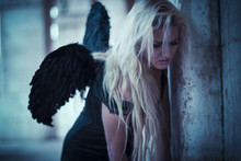 Fallen, An Angel In The Ruins Of A City, Beautiful Blonde With L