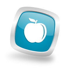 Aufkleber - apple square blue glossy chrome silver metallic web icon