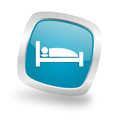 Poster - hotel square blue glossy chrome silver metallic web icon