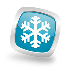 Poster - snow square blue glossy chrome silver metallic web icon