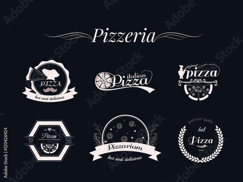 Set Of Pizza Logos Badges And Labels Pizzeria Logotypes Buy This Stock Vector And Explore Similar Vectors At Adobe Stock Adobe Stock