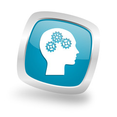 Aufkleber - head square blue glossy chrome silver metallic web icon