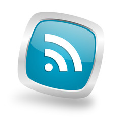 Aufkleber - rss square blue glossy chrome silver metallic web icon