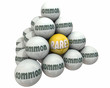 Rare Vs Common Rarity Value Ball Pyramid 3d Illustration