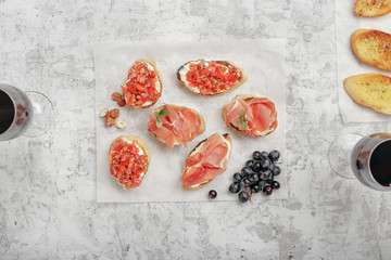 Sticker - Different appetizers for wine with red wine