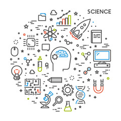 Wall Mural - vector line web concept for science