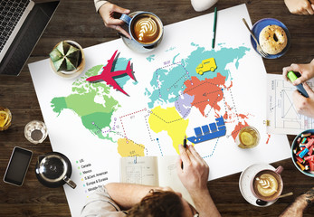 Wall Mural - travel travelling map route journey concept