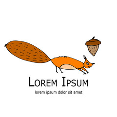 Poster - Funny squirrel with nut for your design