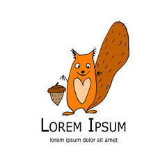 Poster - Funny squirrel with nut for your design