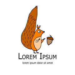Poster - Funny squirrel with nut for your design
