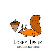 Poster - Funny squirrel with nut for your design