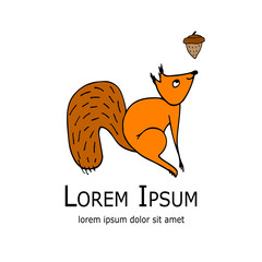 Poster - Funny squirrel with nut for your design