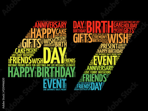 Poster Happy 47th birthday word cloud collage concept