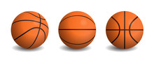 Vector Realistic Basketball Balls In Different Views.