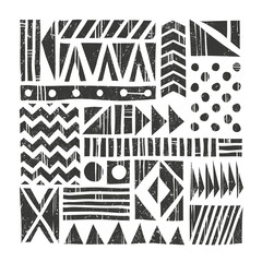 Wall Mural - vector tribal background. abstract pattern with primitive shapes. hand drawn illustration.