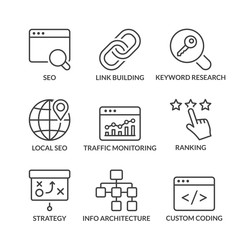 basic seo line icons with text