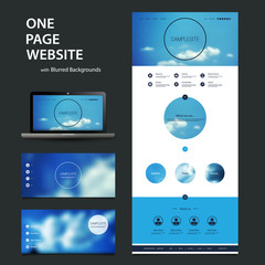 Wall Mural - one page website template and different header designs with blurred backgrounds