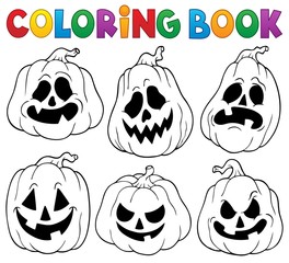 Wall Mural - Coloring book with Halloween pumpkins 1