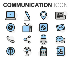 Wall Mural - vector flat line communication icons set