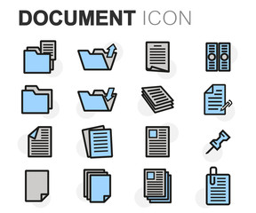 Wall Mural - vector flat line document icons set