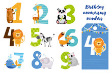 Cute Kids Anniversary Numbers With Animals