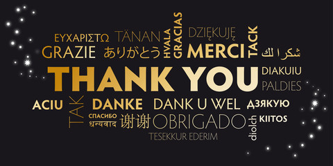 Thank you black and golden postcard