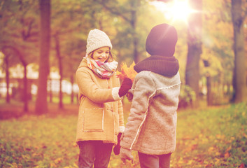 Poster - smiling children in autumn park