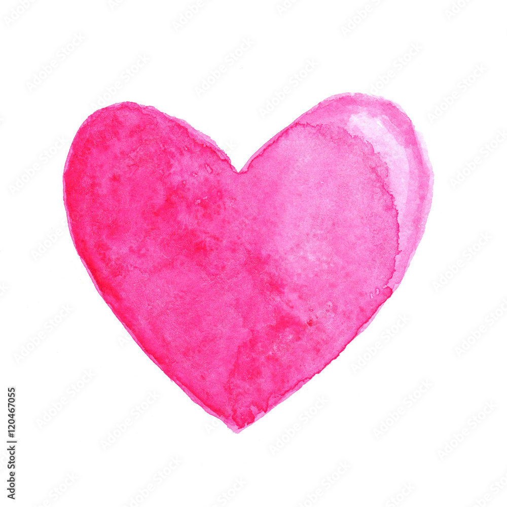 Pink heart in watercolor Stock Illustration | Adobe Stock