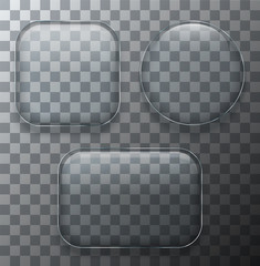 Wall Mural - vector modern transparent glass plates set on sample background.