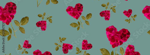 web cover pattern red heart rose petals
