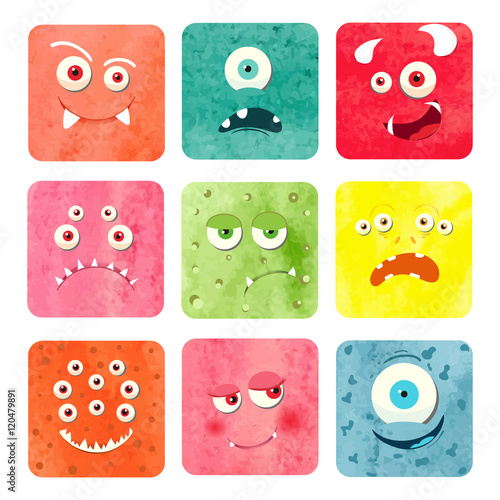 Watercolor cartoon monster ...