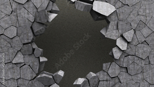 crashed wall hole