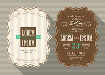 Wall Mural - Vintage frame wedding invitation card design Template