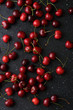 fresh cherries on dark background