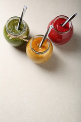 Wall Mural - Three jars with healthy smoothie