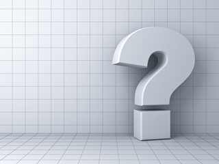 Leinwandbilder - Question mark on grid white background with shadow 3D rendering
