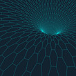Wireframe torus with connected lines and dots . Mesh polygonal element. Vector Illustration EPS10.