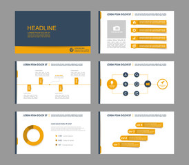 Wall Mural - set of orange infographic elements for presentation templates. leaflet, annual report, book cover de