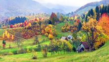 Mountain Village In Autumn