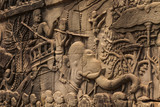 Fototapeta  - Bas-reliefs with war scenes in Bayon temple, Angkor, Cambodia
