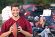 Tailgating: College Student Excited His Team Is Winning The Game