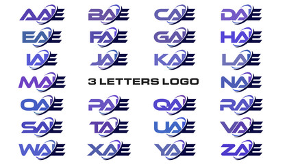 3 letters modern generic swoosh logo AAE, BAE, CAE, DAE, EAE, FAE, GAE, HAE, IAE, JAE, KAE, LAE, MAE, NAE, OAE, PAE, QAE, RAE, SAE, TAE, UAE, VAE, WAE, XAE, YAE, ZAE