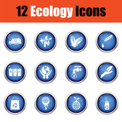 Sticker - Ecology icon set.